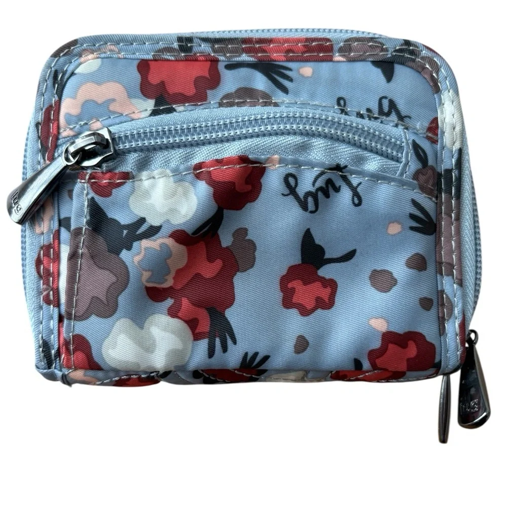 Lug Splits Quilted Nylon Wallet in BSM Blue Floral with RFID protection - Picture 2 of 5